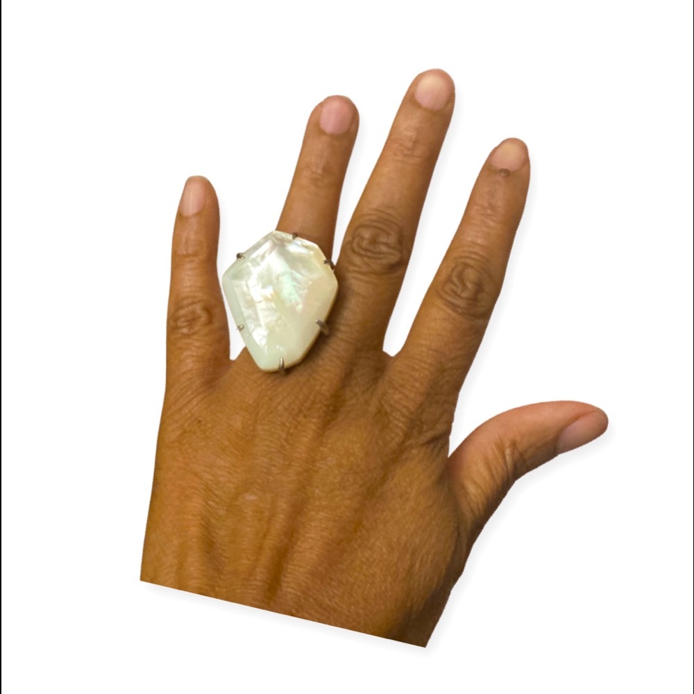 Kendra Scott white earrings and ring trio. Size 6.